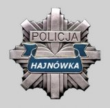 gwiazda policyjna z napisem &quot;Policja Hajnówka&quot;